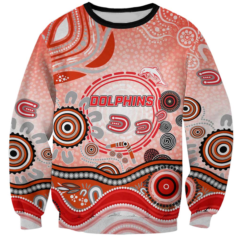 Dolphins Rugby Sweatshirt Australian Aboriginal Dot Painting Style