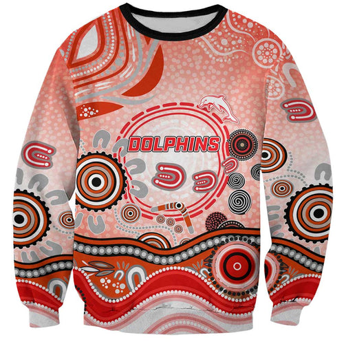 Dolphins Rugby Sweatshirt Australian Aboriginal Dot Painting Style