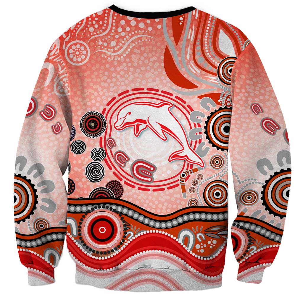 Dolphins Rugby Sweatshirt Australian Aboriginal Dot Painting Style