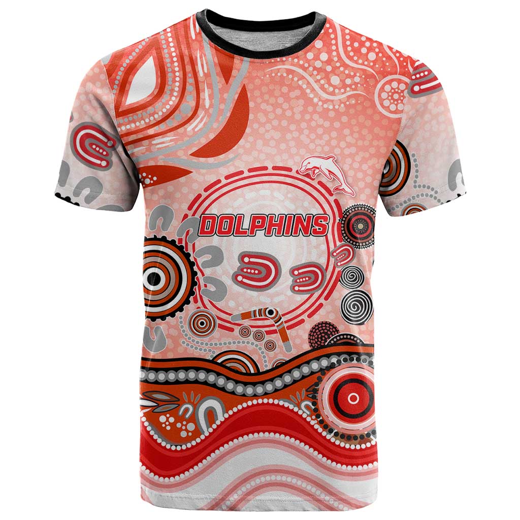 Dolphins Rugby T Shirt Australian Aboriginal Dot Painting Style