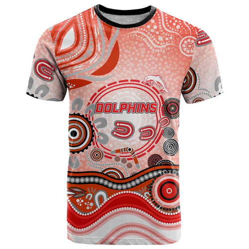 Dolphins Rugby T Shirt Australian Aboriginal Dot Painting Style