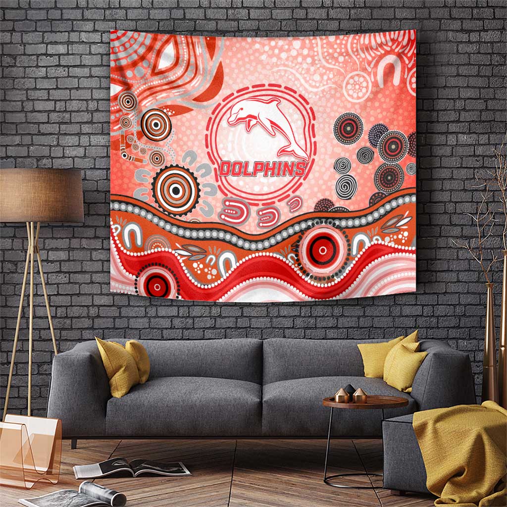 Dolphins Rugby Tapestry Australian Aboriginal Dot Painting Style