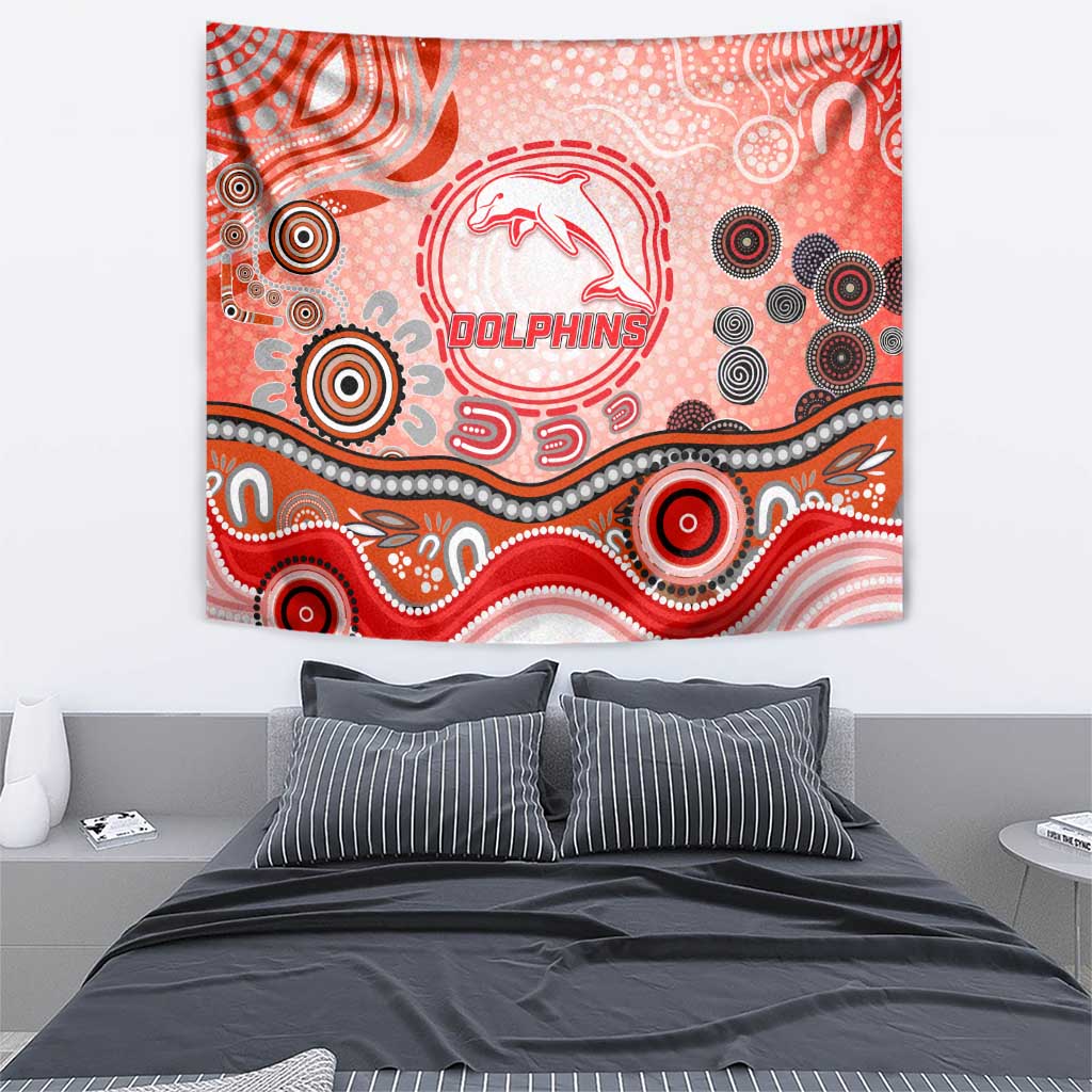 Dolphins Rugby Tapestry Australian Aboriginal Dot Painting Style