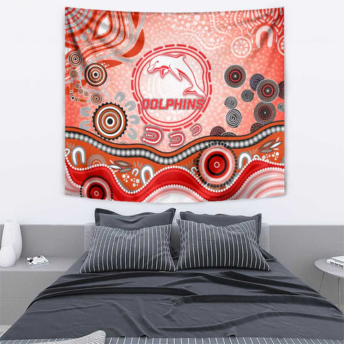 Dolphins Rugby Tapestry Australian Aboriginal Dot Painting Style