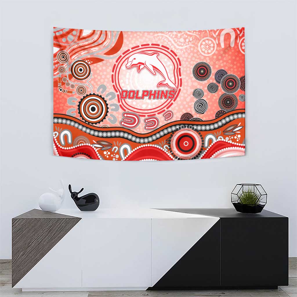 Dolphins Rugby Tapestry Australian Aboriginal Dot Painting Style