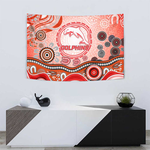 Dolphins Rugby Tapestry Australian Aboriginal Dot Painting Style