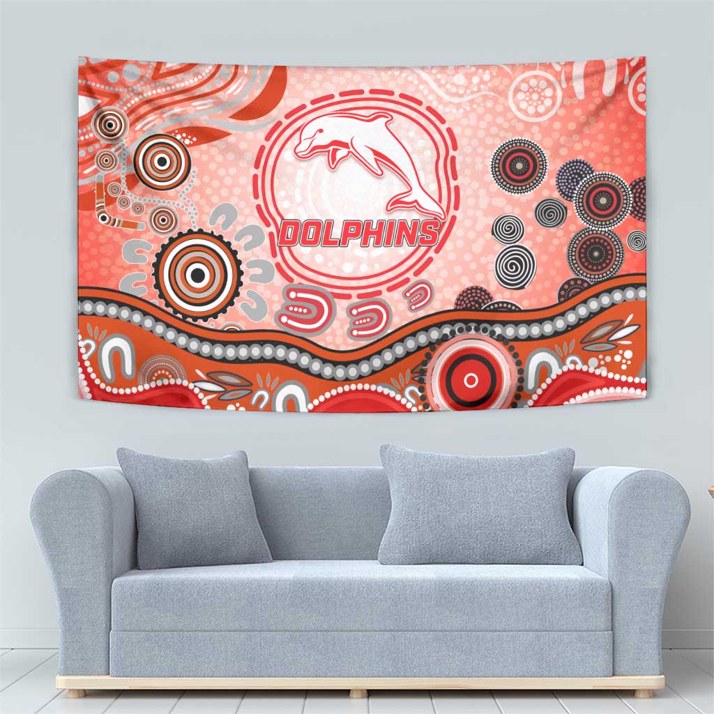Dolphins Rugby Tapestry Australian Aboriginal Dot Painting Style