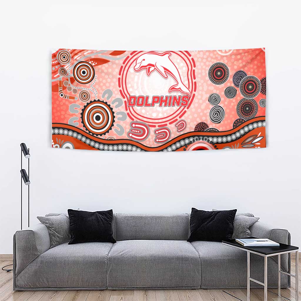Dolphins Rugby Tapestry Australian Aboriginal Dot Painting Style