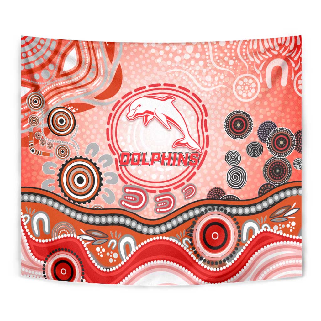 Dolphins Rugby Tapestry Australian Aboriginal Dot Painting Style