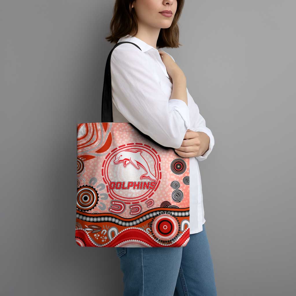 Dolphins Rugby Tote Bag Australian Aboriginal Dot Painting Style