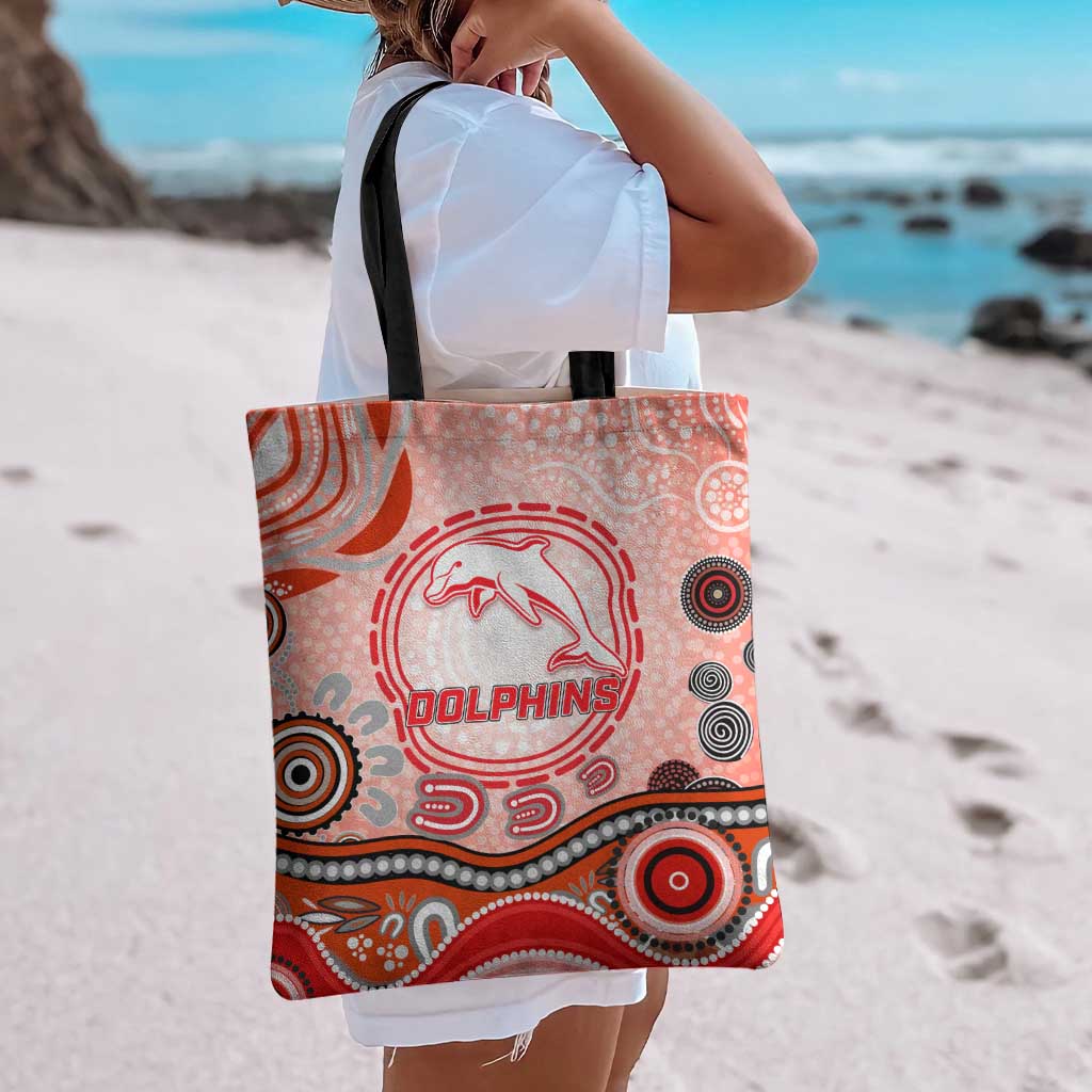 Dolphins Rugby Tote Bag Australian Aboriginal Dot Painting Style