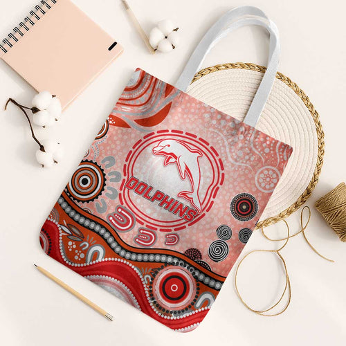 Dolphins Rugby Tote Bag Australian Aboriginal Dot Painting Style