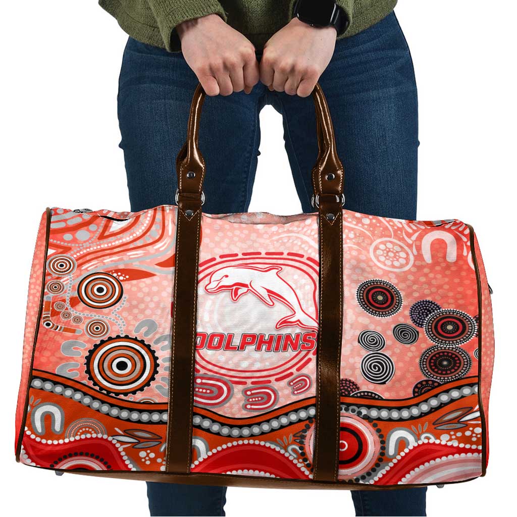 Dolphins Rugby Travel Bag Australian Aboriginal Dot Painting Style