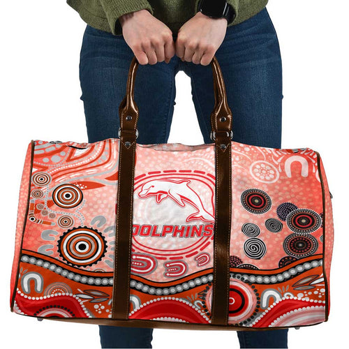 Dolphins Rugby Travel Bag Australian Aboriginal Dot Painting Style