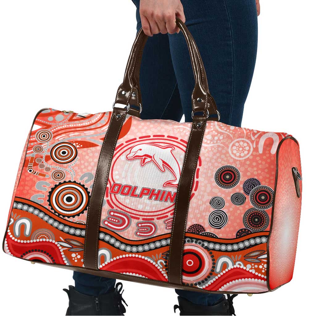 Dolphins Rugby Travel Bag Australian Aboriginal Dot Painting Style