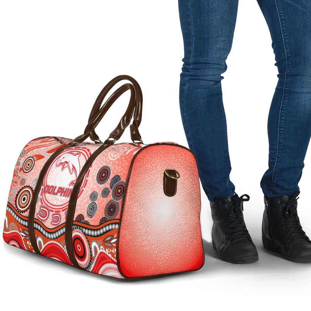 Dolphins Rugby Travel Bag Australian Aboriginal Dot Painting Style