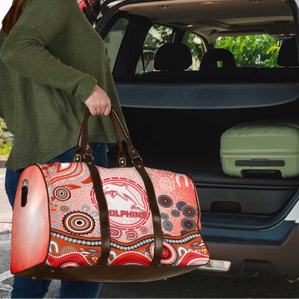 Dolphins Rugby Travel Bag Australian Aboriginal Dot Painting Style