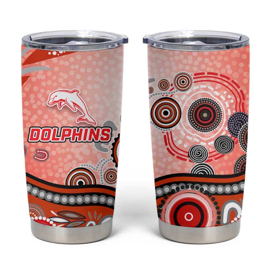 Dolphins Rugby Tumbler Cup Australian Aboriginal Dot Painting Style