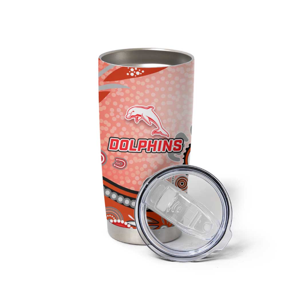 Dolphins Rugby Tumbler Cup Australian Aboriginal Dot Painting Style