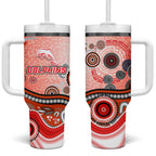 Dolphins Rugby Tumbler With Handle Australian Aboriginal Dot Painting Style