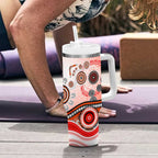 Dolphins Rugby Tumbler With Handle Australian Aboriginal Dot Painting Style