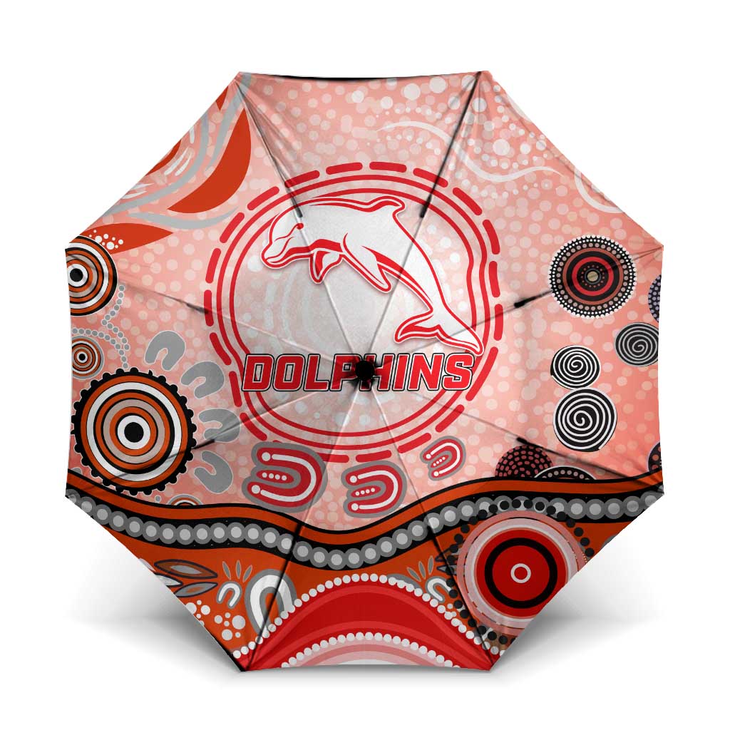 Dolphins Rugby Umbrella Australian Aboriginal Dot Painting Style