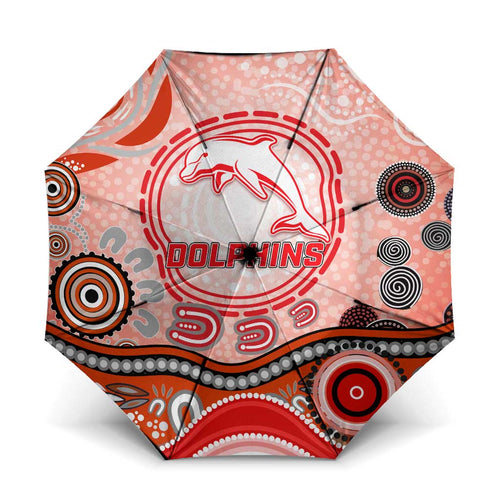 Dolphins Rugby Umbrella Australian Aboriginal Dot Painting Style