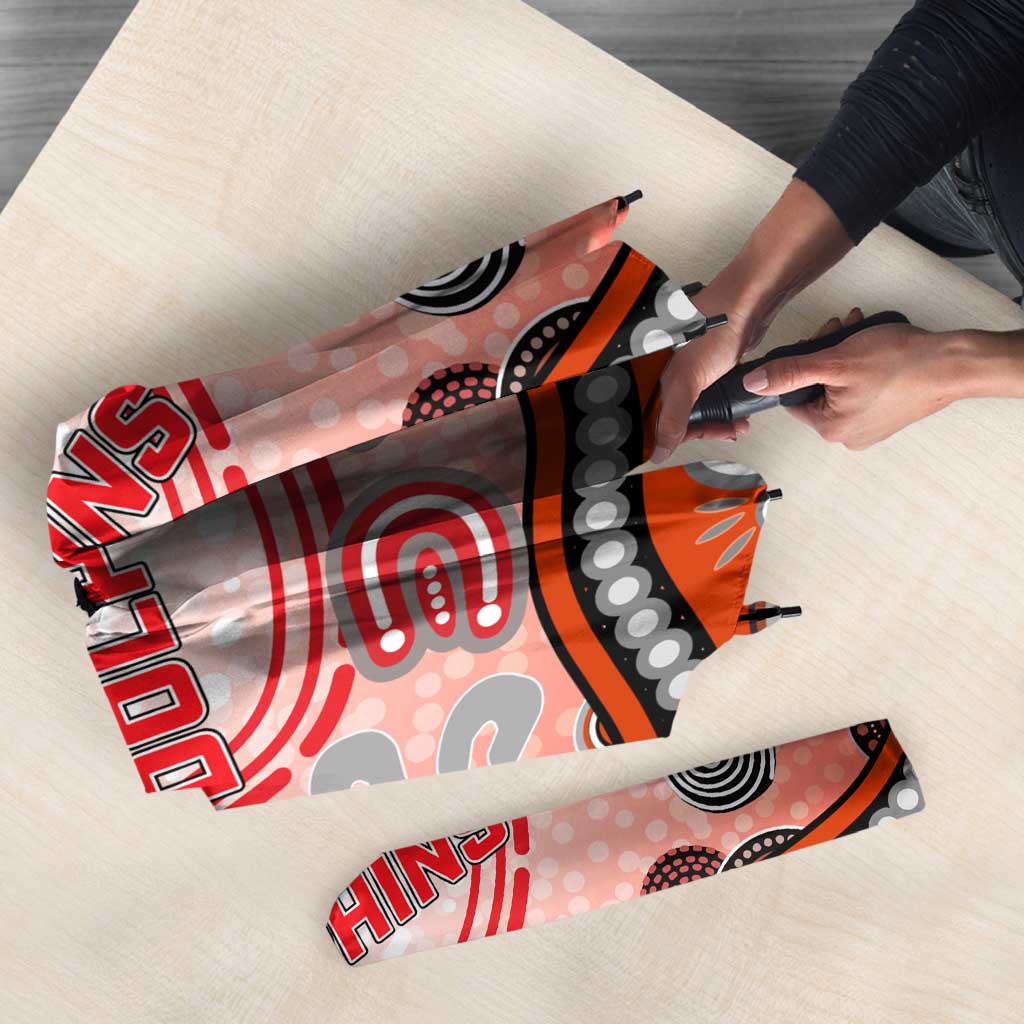 Dolphins Rugby Umbrella Australian Aboriginal Dot Painting Style