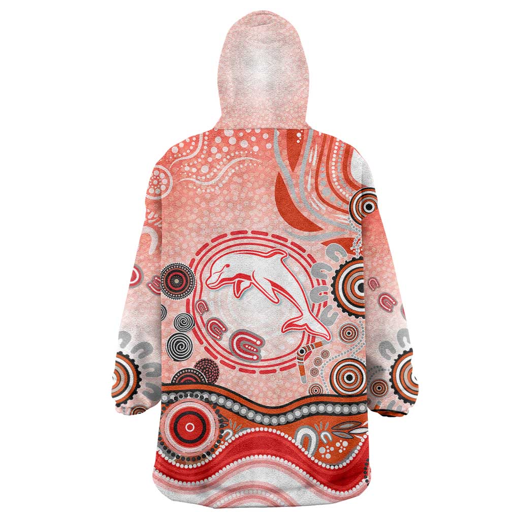 Dolphins Rugby Wearable Blanket Hoodie Australian Aboriginal Dot Painting Style