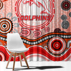 Dolphins Rugby Window Curtain Australian Aboriginal Dot Painting Style