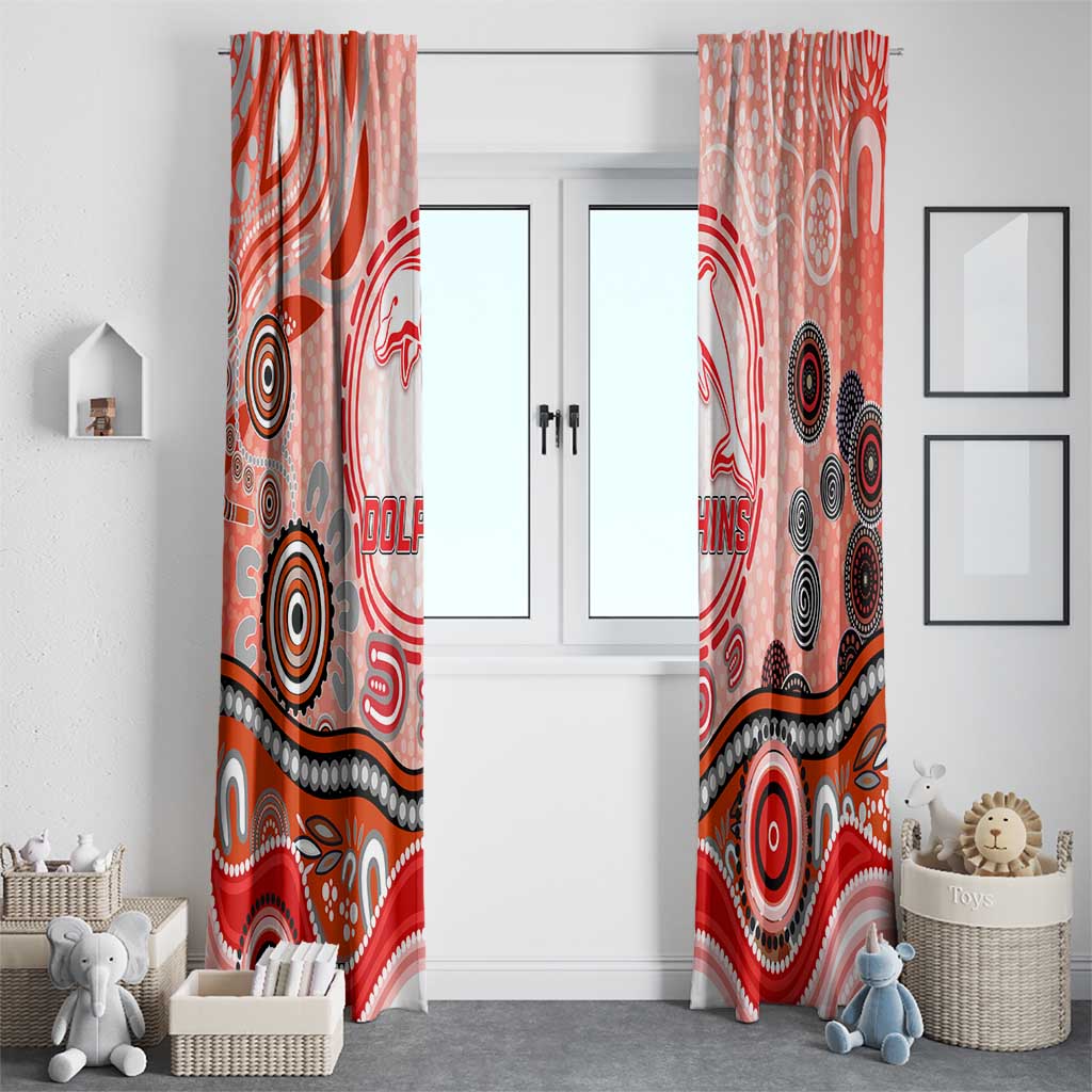 Dolphins Rugby Window Curtain Australian Aboriginal Dot Painting Style