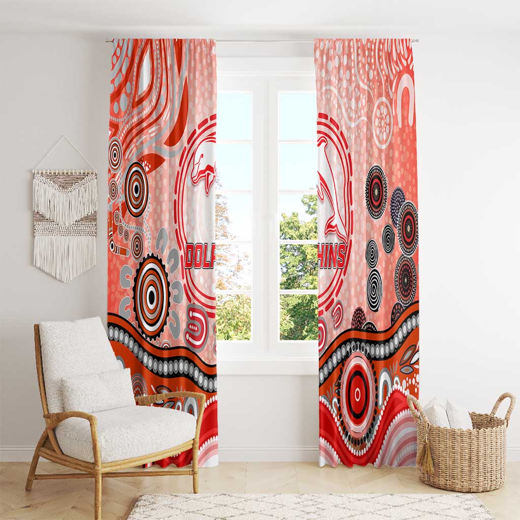 Dolphins Rugby Window Curtain Australian Aboriginal Dot Painting Style