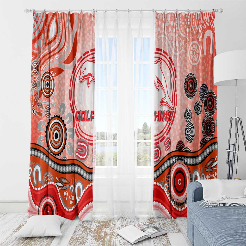 Dolphins Rugby Window Curtain Australian Aboriginal Dot Painting Style