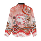 Dolphins Rugby Women Casual Shirt Australian Aboriginal Dot Painting Style