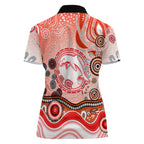 Dolphins Rugby Women Polo Shirt Australian Aboriginal Dot Painting Style