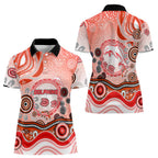 Dolphins Rugby Women Polo Shirt Australian Aboriginal Dot Painting Style
