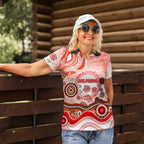 Dolphins Rugby Women Polo Shirt Australian Aboriginal Dot Painting Style