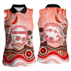 Dolphins Rugby Women Sleeveless Polo Shirt Australian Aboriginal Dot Painting Style
