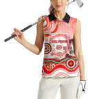 Dolphins Rugby Women Sleeveless Polo Shirt Australian Aboriginal Dot Painting Style