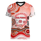 Dolphins Rugby Women V-Neck T-Shirt Australian Aboriginal Dot Painting Style
