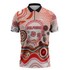 Dolphins Rugby Zipper Polo Shirt Australian Aboriginal Dot Painting Style
