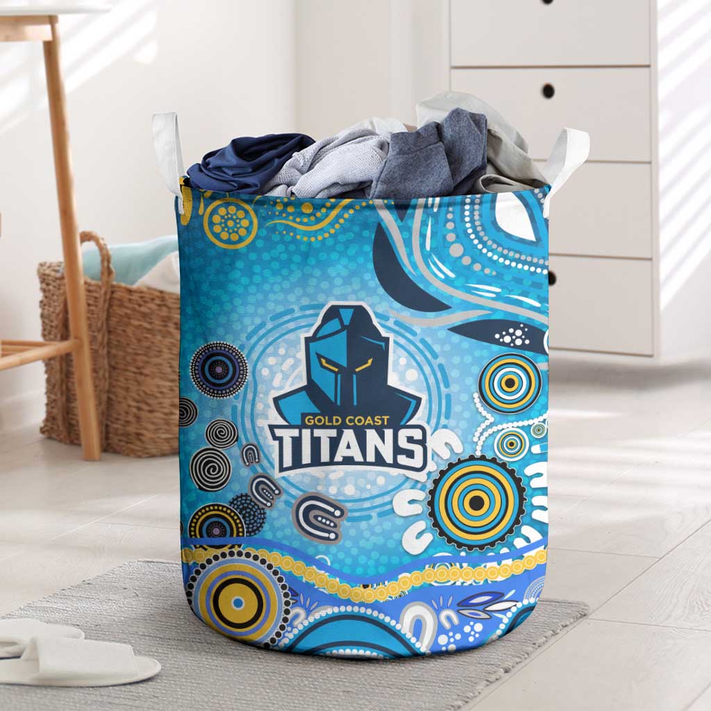 Gold Coast Titans Rugby Laundry Basket Australian Aboriginal Dot Painting Style