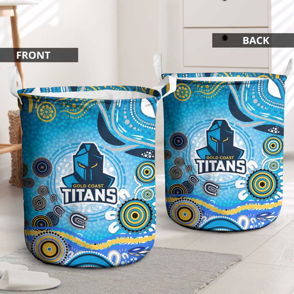 Gold Coast Titans Rugby Laundry Basket Australian Aboriginal Dot Painting Style