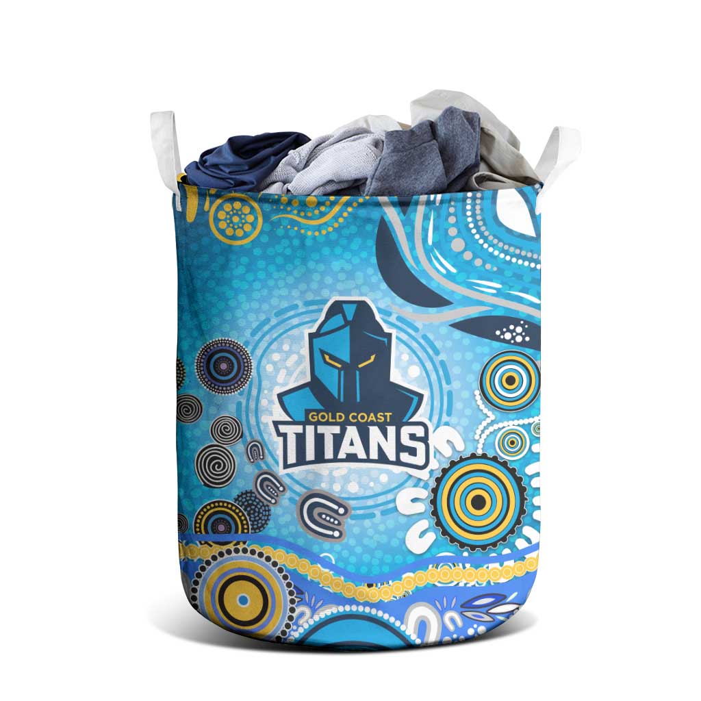 Gold Coast Titans Rugby Laundry Basket Australian Aboriginal Dot Painting Style