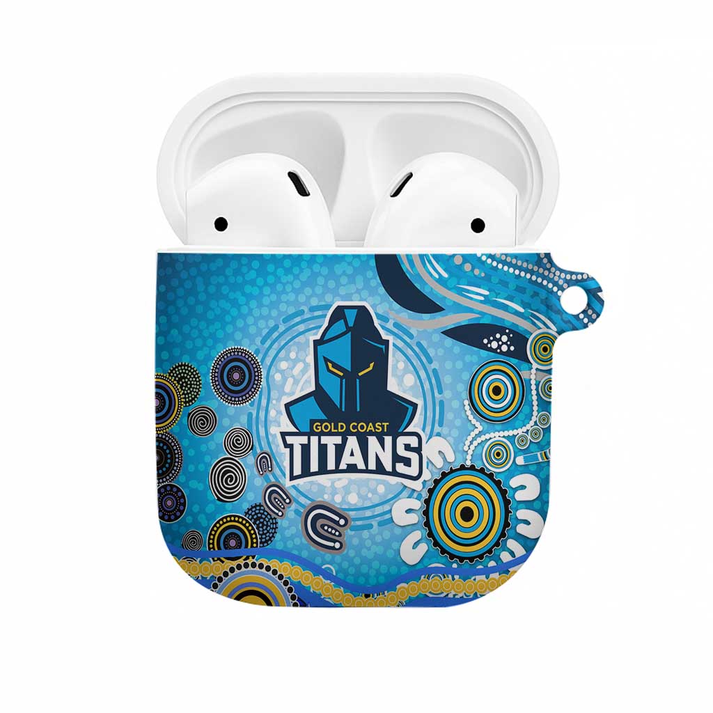 Gold Coast Titans Rugby AirPods Case Australian Aboriginal Dot Painting Style
