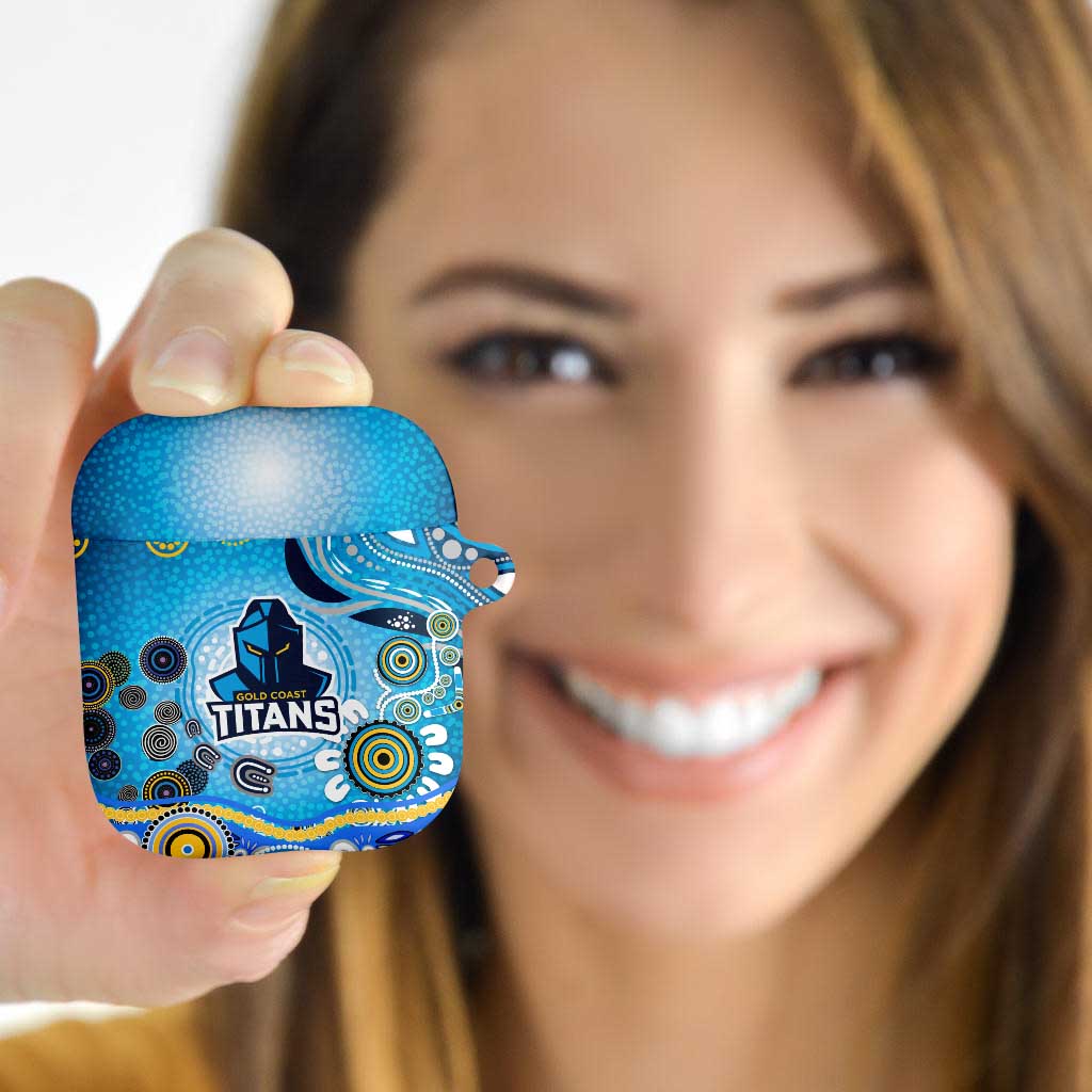 Gold Coast Titans Rugby AirPods Case Australian Aboriginal Dot Painting Style