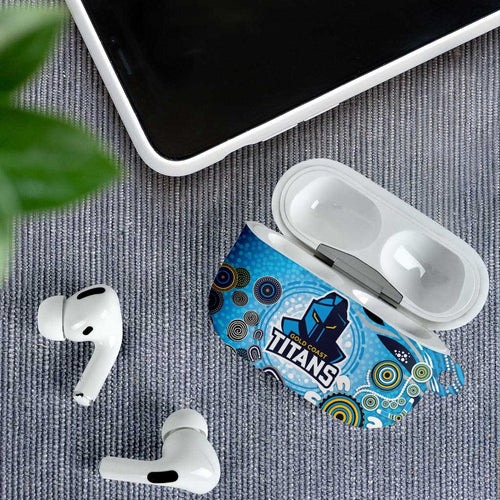 Gold Coast Titans Rugby AirPods Case Australian Aboriginal Dot Painting Style
