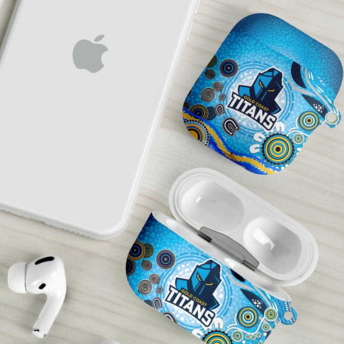Gold Coast Titans Rugby AirPods Case Australian Aboriginal Dot Painting Style