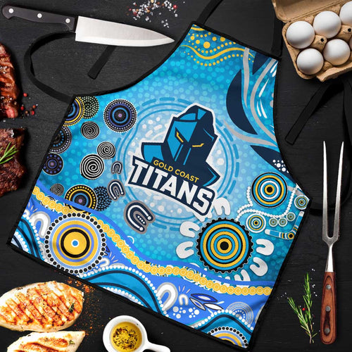 Gold Coast Titans Rugby Apron Australian Aboriginal Dot Painting Style