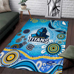 Gold Coast Titans Rugby Area Rug Australian Aboriginal Dot Painting Style